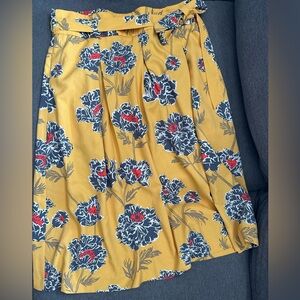 Banana Republic Yellow Floral Pleated Skirt